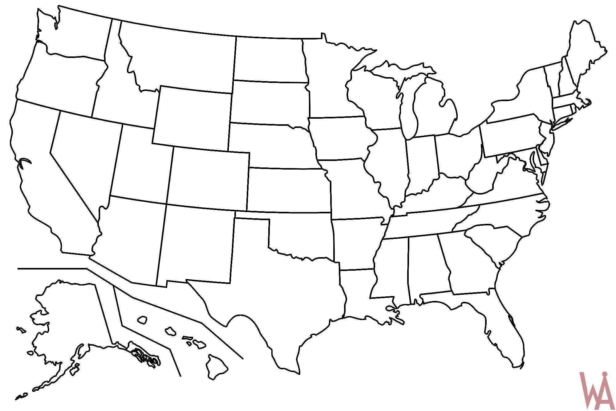 Blank Outline Map of the United States And Canada