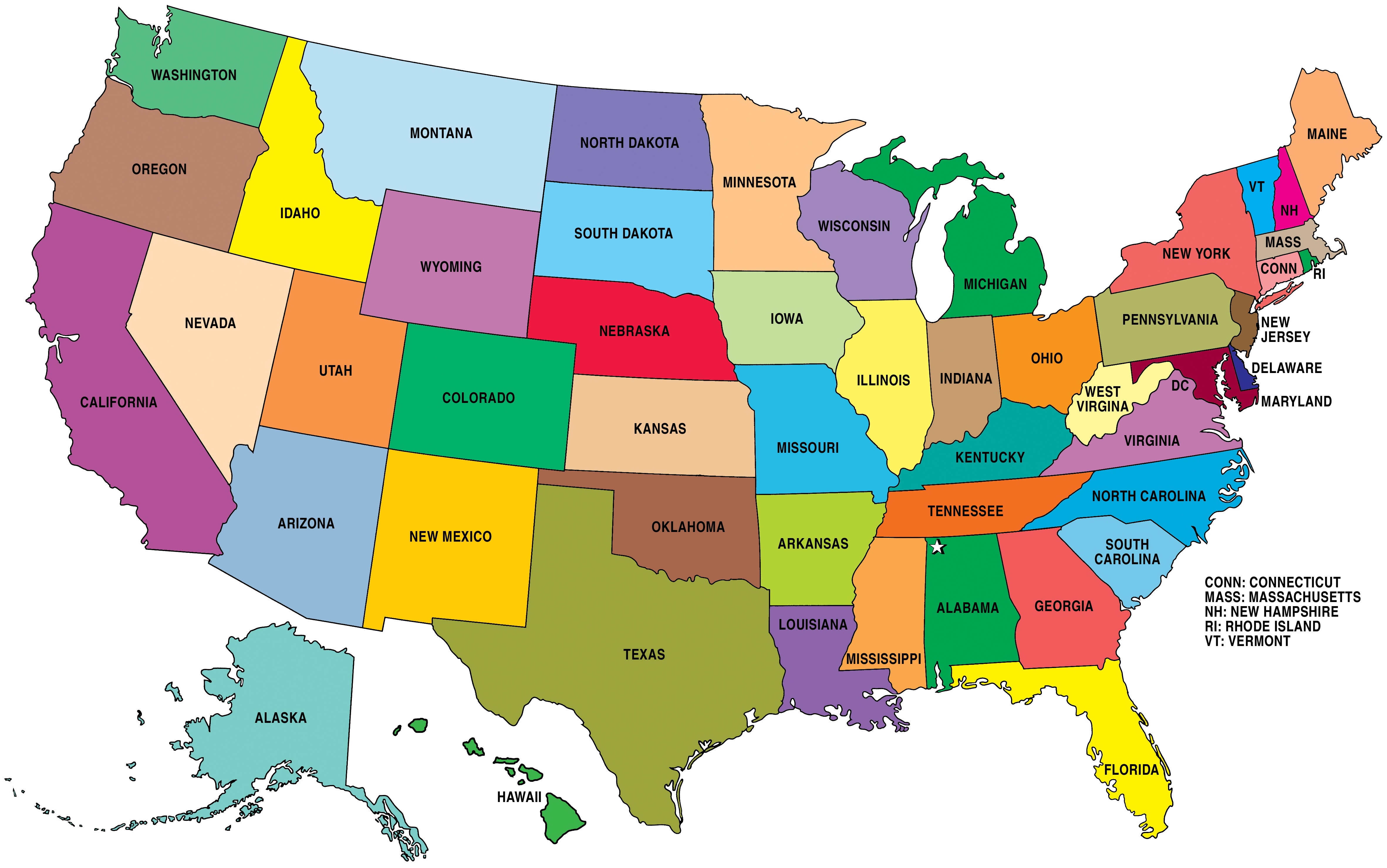 Hd Large State Map of the US