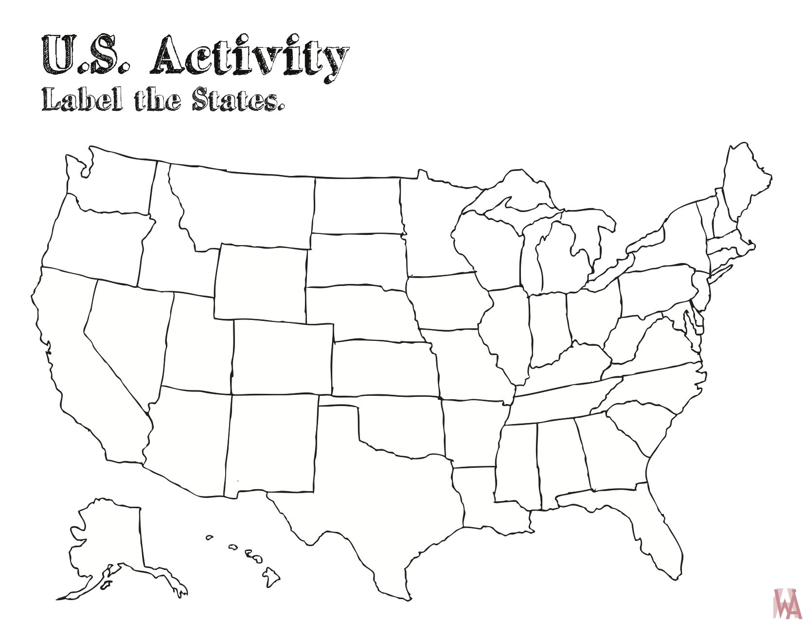 United States Map Quiz Fill In The Blank Simple Map Drawing At