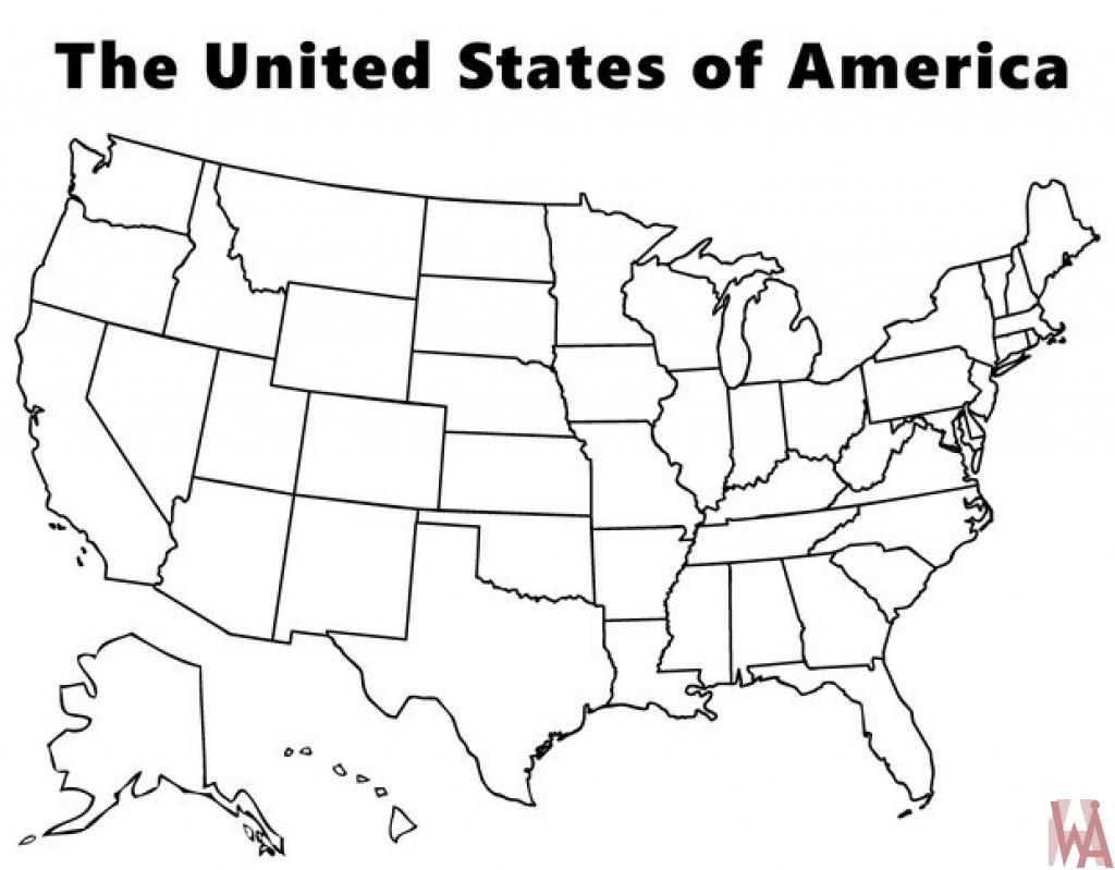 Blank Outline Map of the United States - WhatsAnswer Intended For Blank Template Of The United States