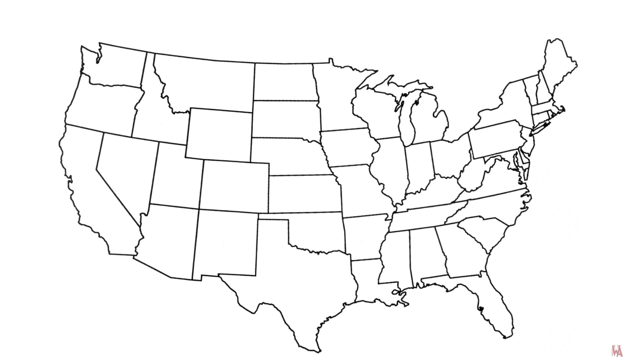 Blank Outline Map Of The United States Whatsanswer
