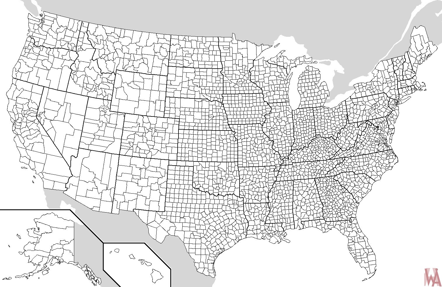 Blank Outline Map of the United States