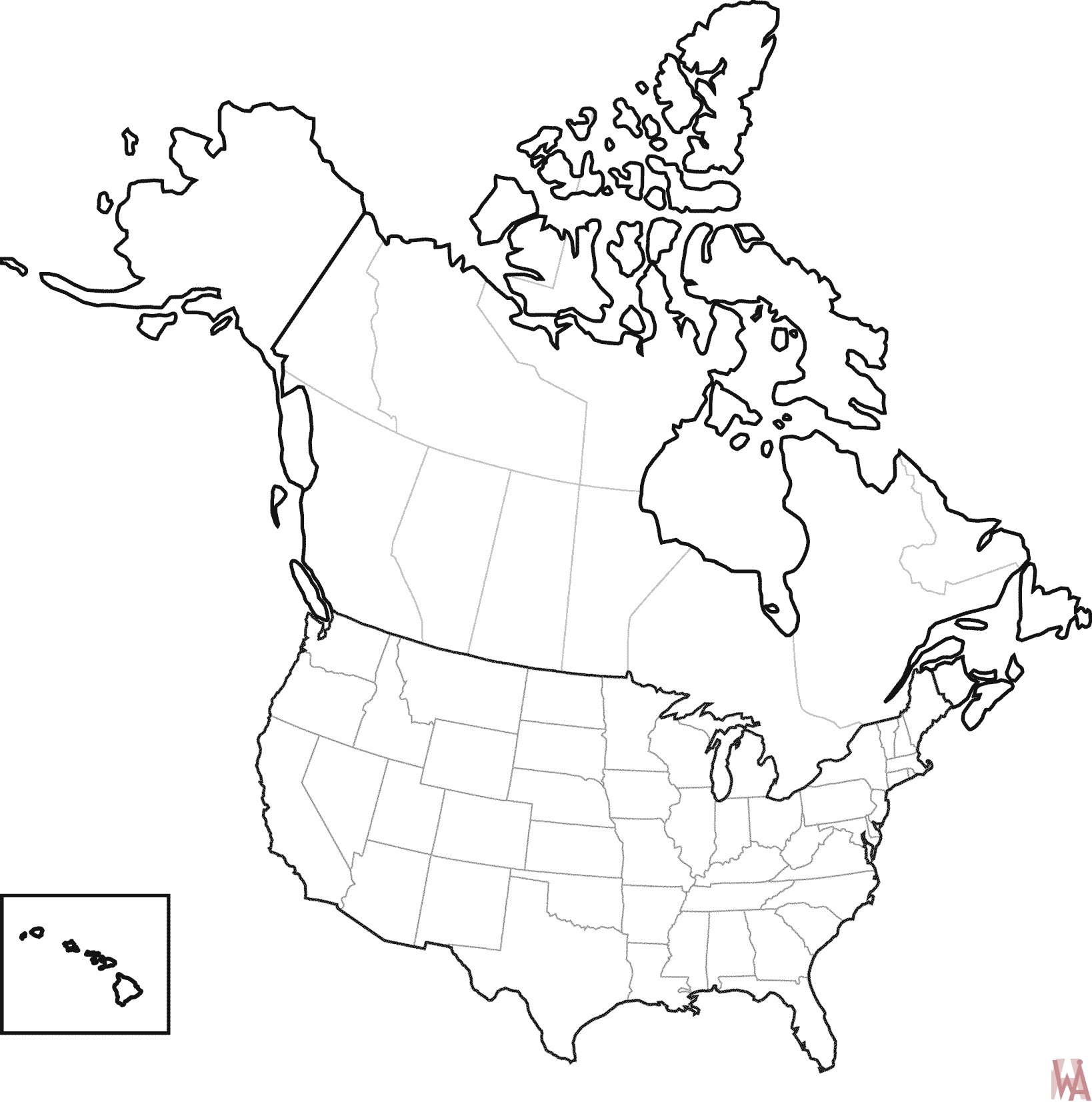 blank us and canada map Blank Outline Map Of The United States And Canada Whatsanswer blank us and canada map