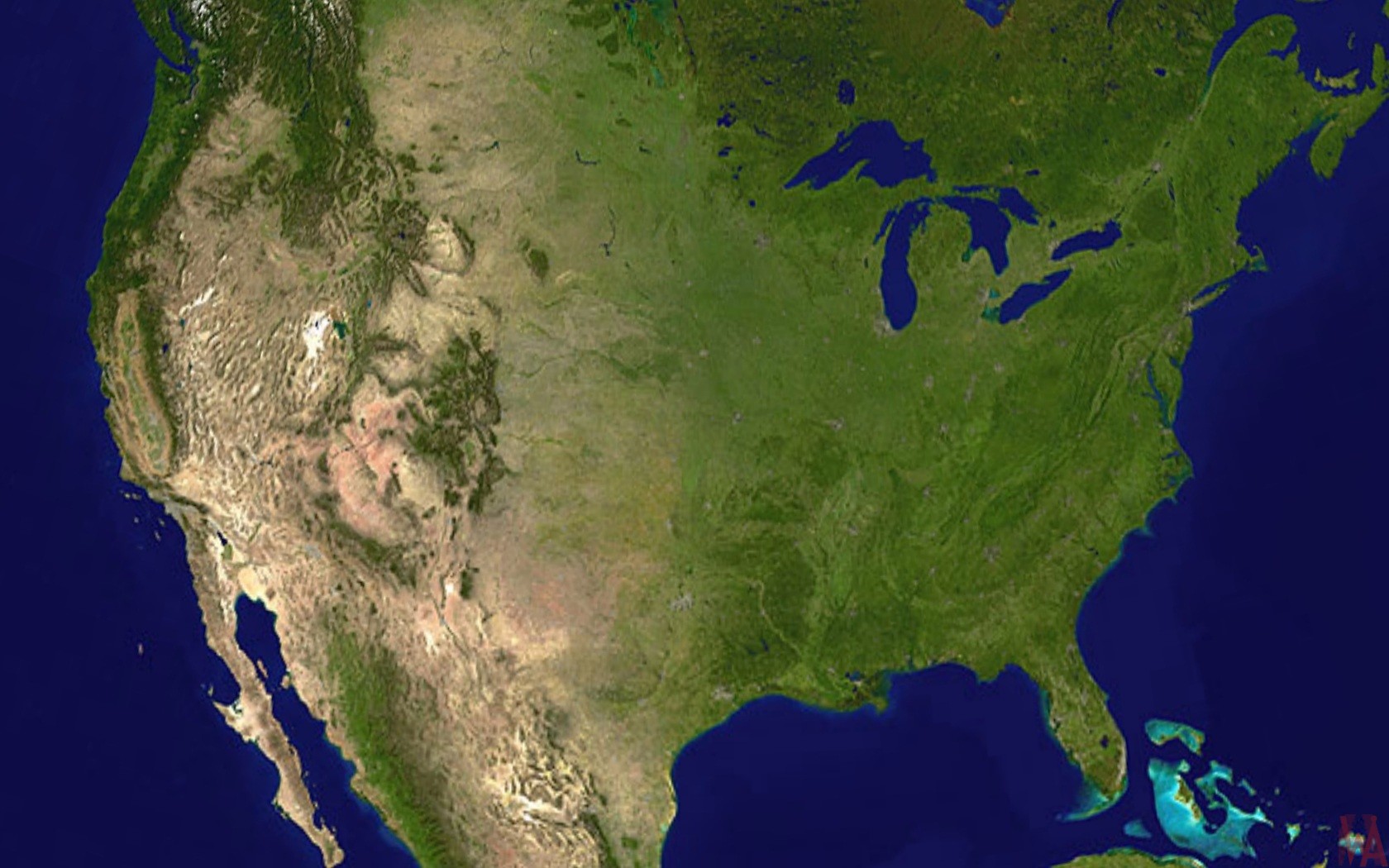 Geographical Satellite Map Of The Usa Whatsanswer