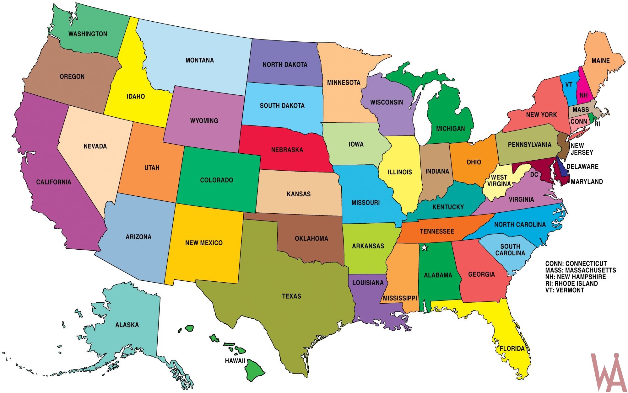 Hd Wallpaper Large State Map Of The Us Whatsanswer