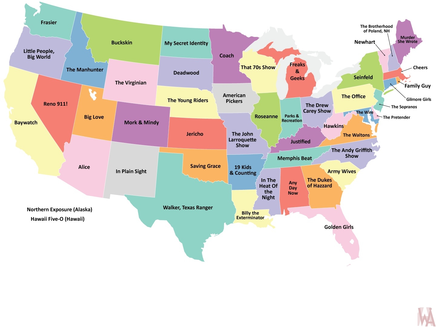 Most Popular State Wise Tv Show Map Of The Usa Whatsanswer