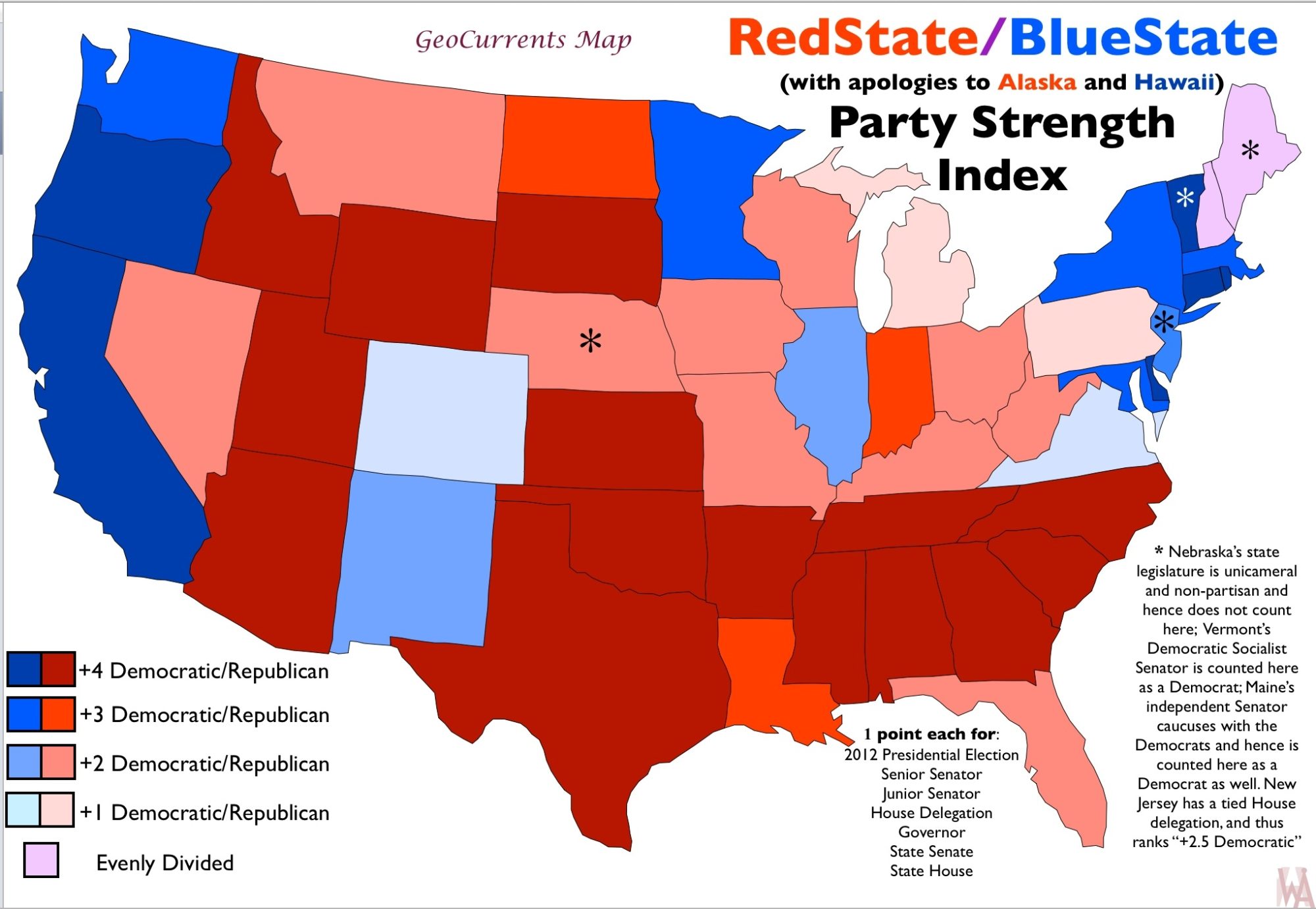 Political Party Map Of Usa Political Party Strength Index Map of the USA | WhatsAnswer