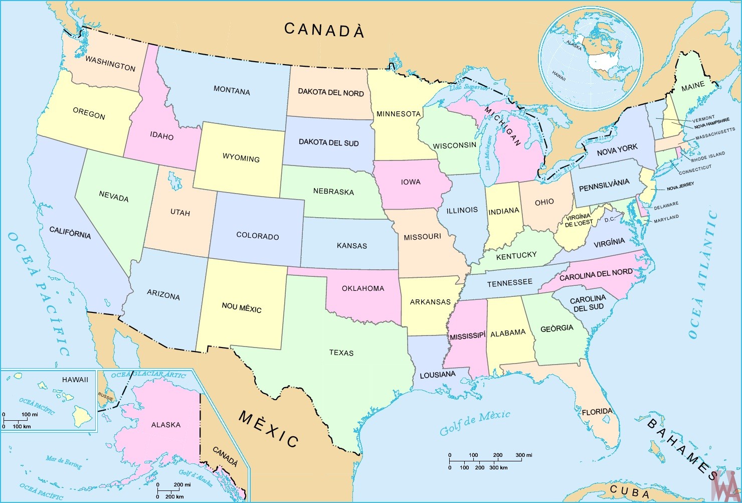 High Resolution Administrative Divisions Map of the USA