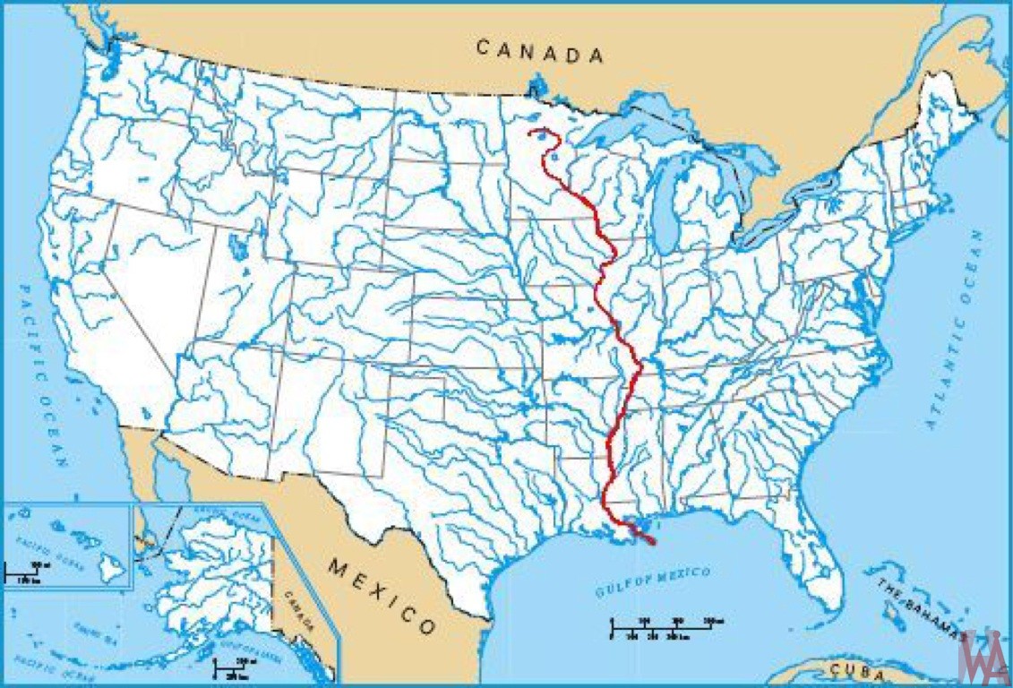 Us Geography Map With Major River