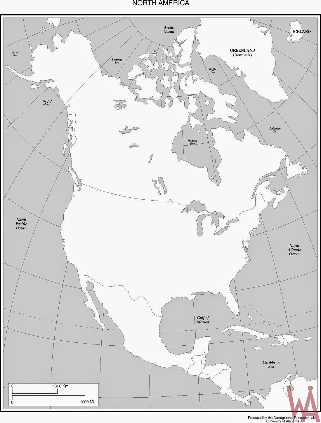 Blank Outline Physical Map Of Us Canada And North Pole Whatsanswer