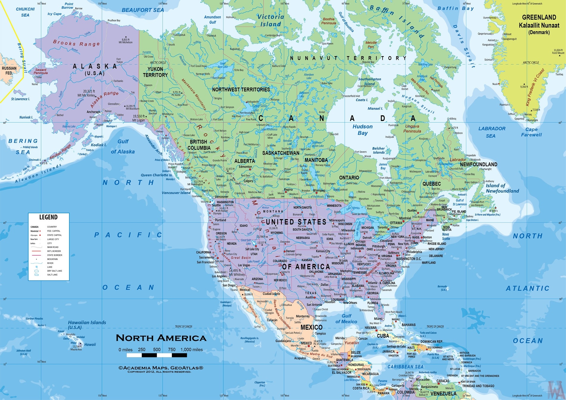 North America Political Map Large Political Map Whatsanswer