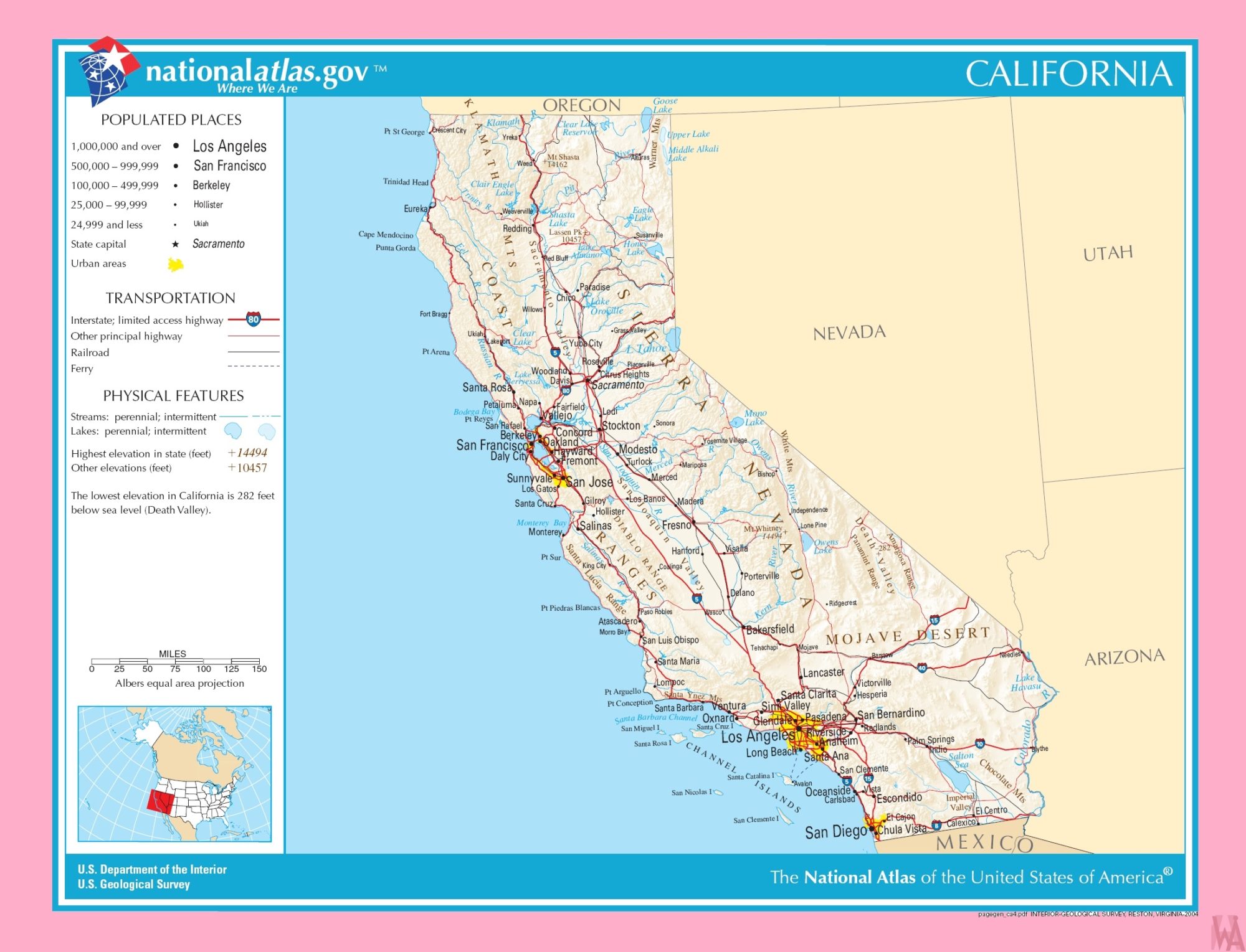 Map of California | Political, Physical, Geographical, Transportation, And Cities Map