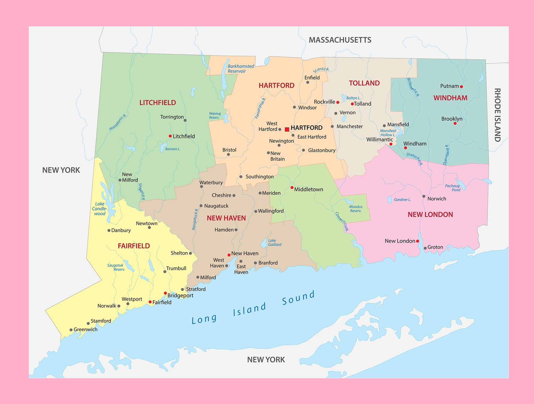 Map of Connecticut | Political, Physical, Geographical, Transportation, And Cities Map