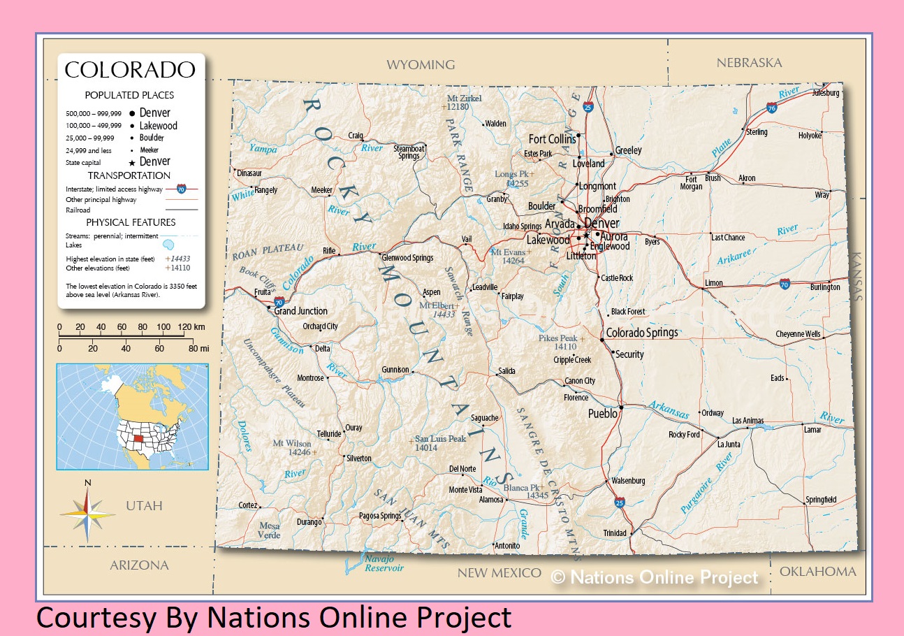 Transportation And Physical Map of Colorado | Large And Printable Map