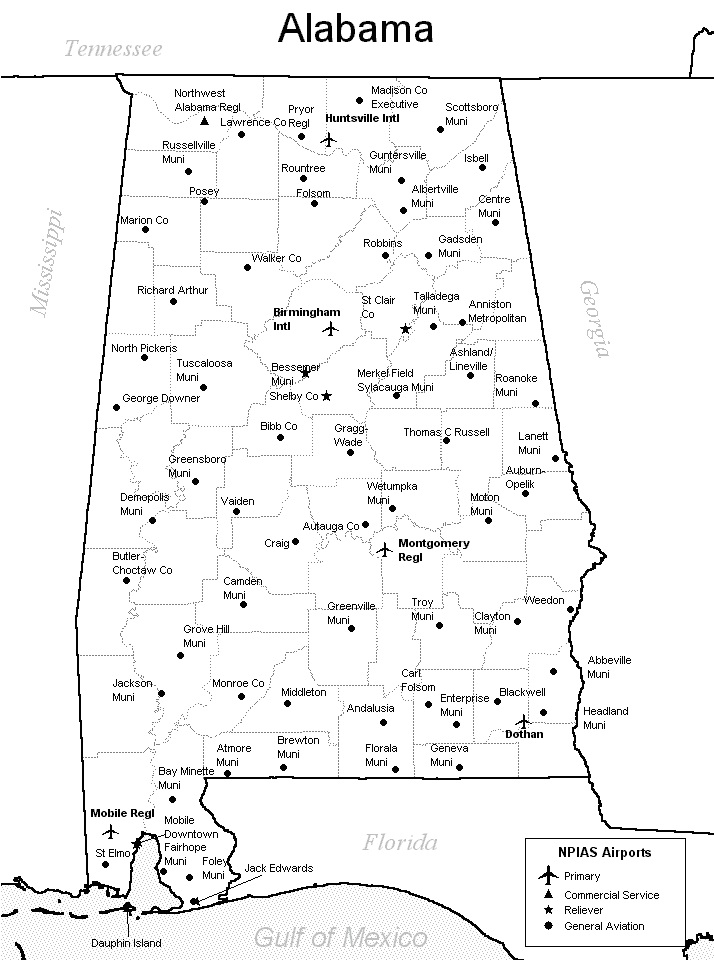 Alabama Airport  Map |  Airport  Map of Alabama
