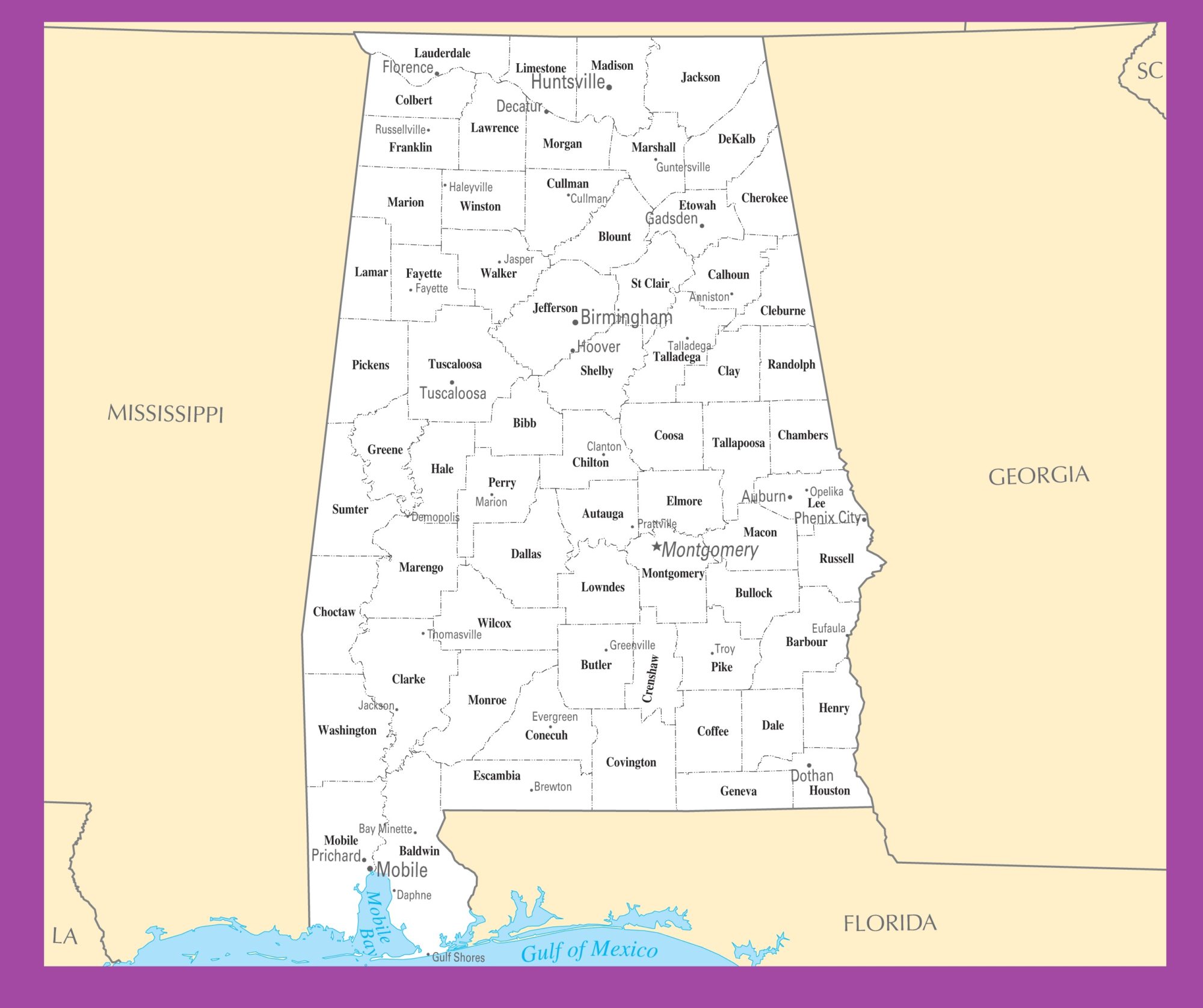 Alabama  County Map |  County Map of Alabama