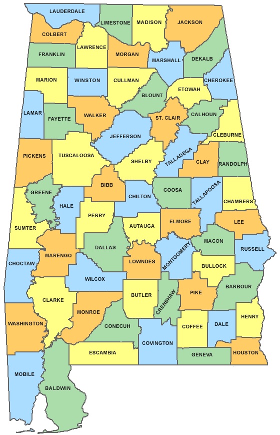 Alabama County Map | County Map of Alabama