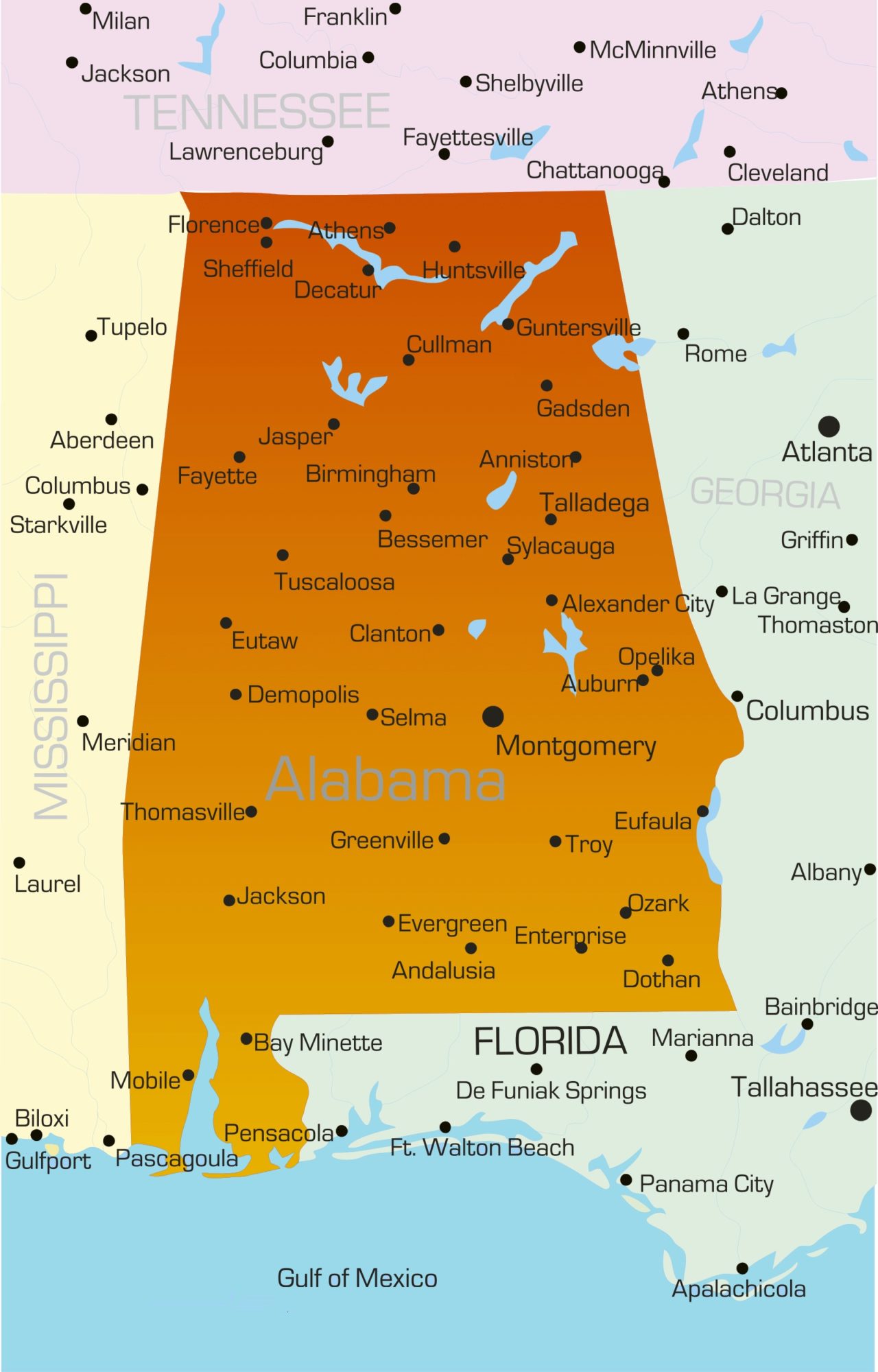 Alabama High-Resolution Physical Map | Large Printable HD  Map