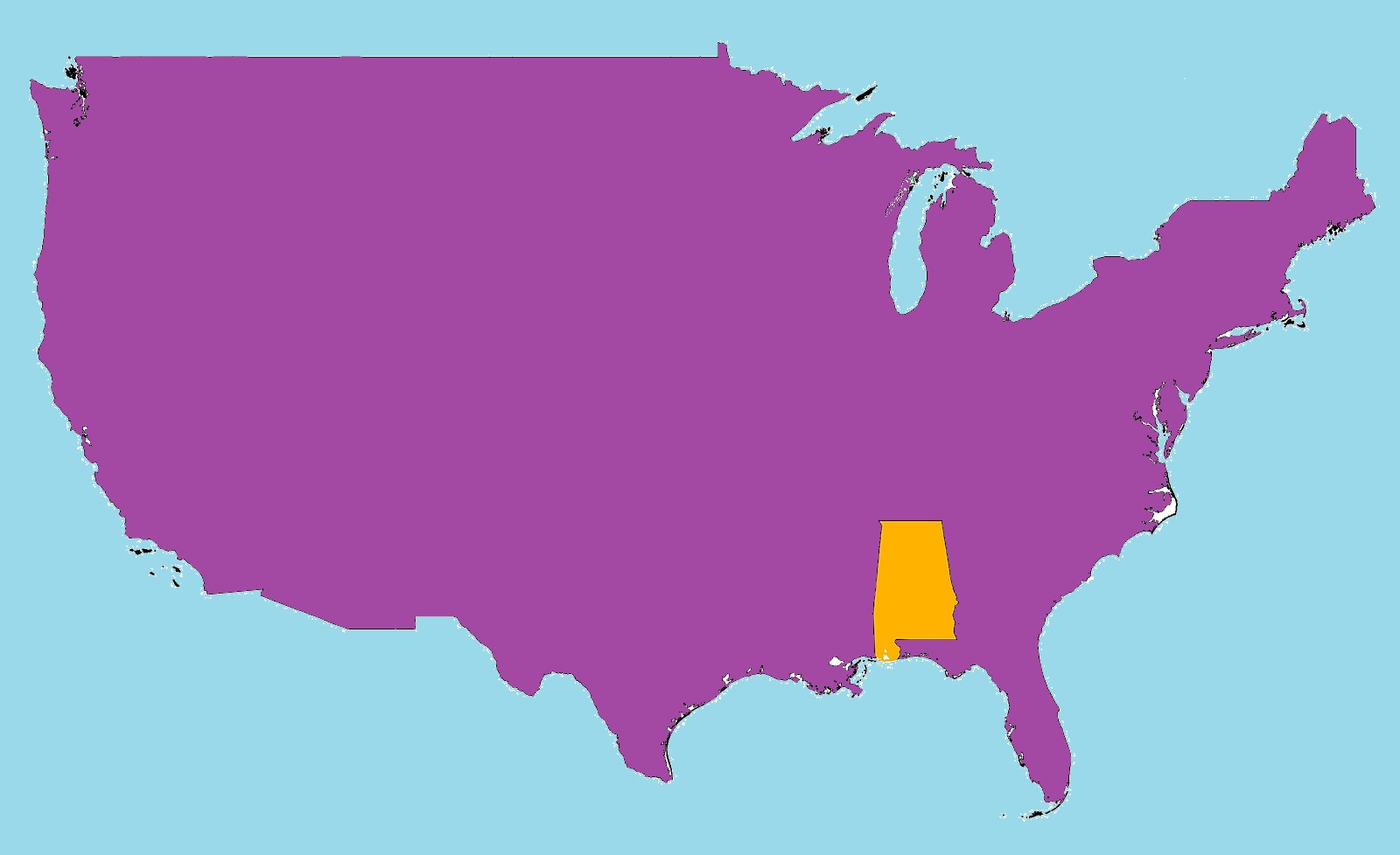 Alabama Location  Map |  Location  Map of Alabama. High Resolution