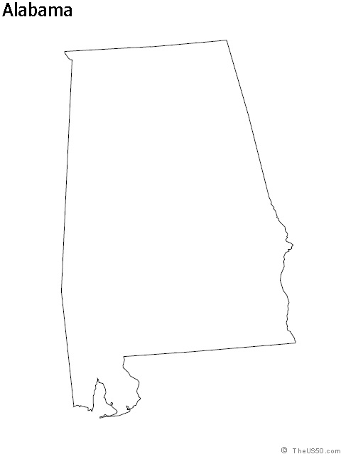 Alabama Outline Map | Outline Map of Alabama