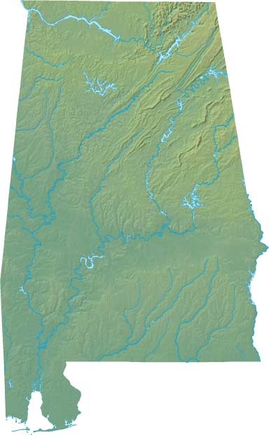 Alabama Physical  Map  | Physical  Map of Alabama