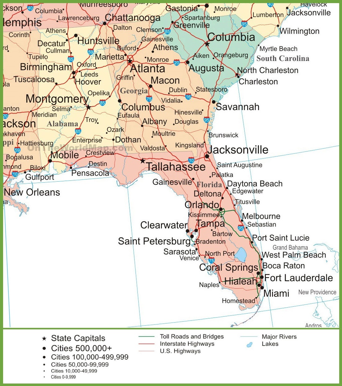 Alabama Political  Map   Political Map of Alabama With Georgia & Florida Large Printable