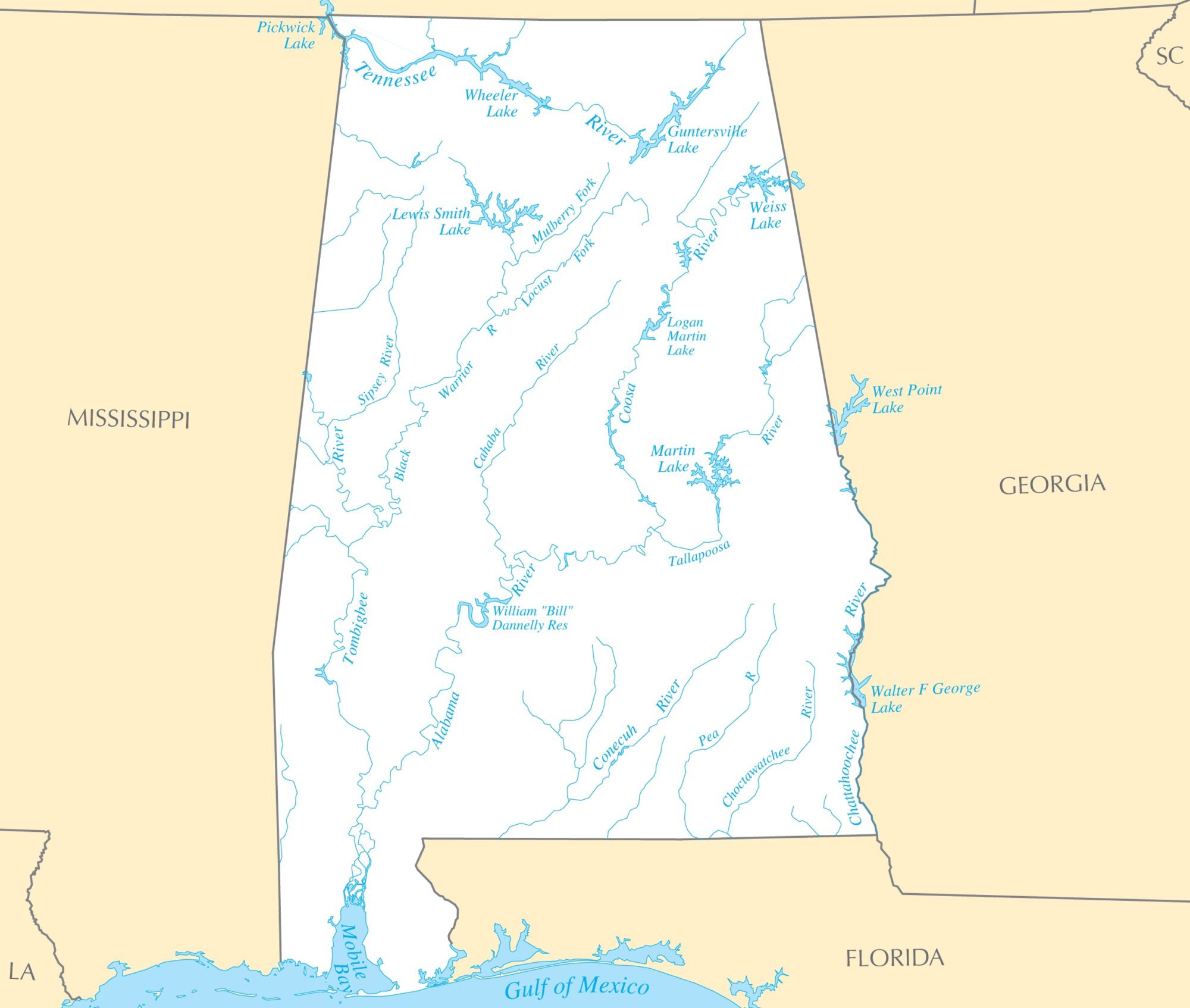 Alabama River  Map  |  River Map of Alabama