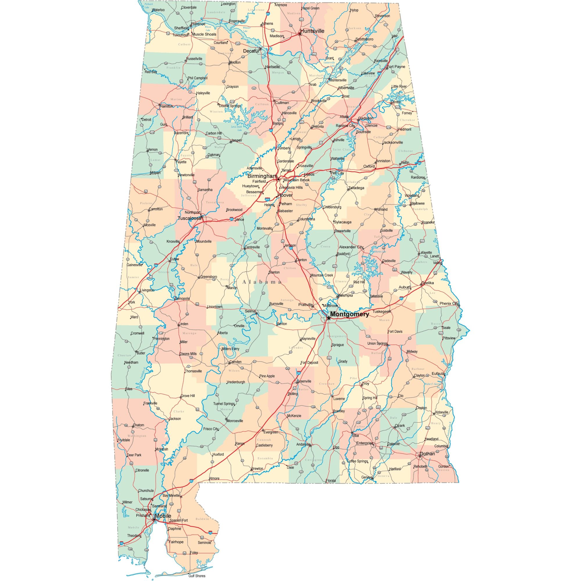 Alabama Road  Map  | Road  Map of Alabama