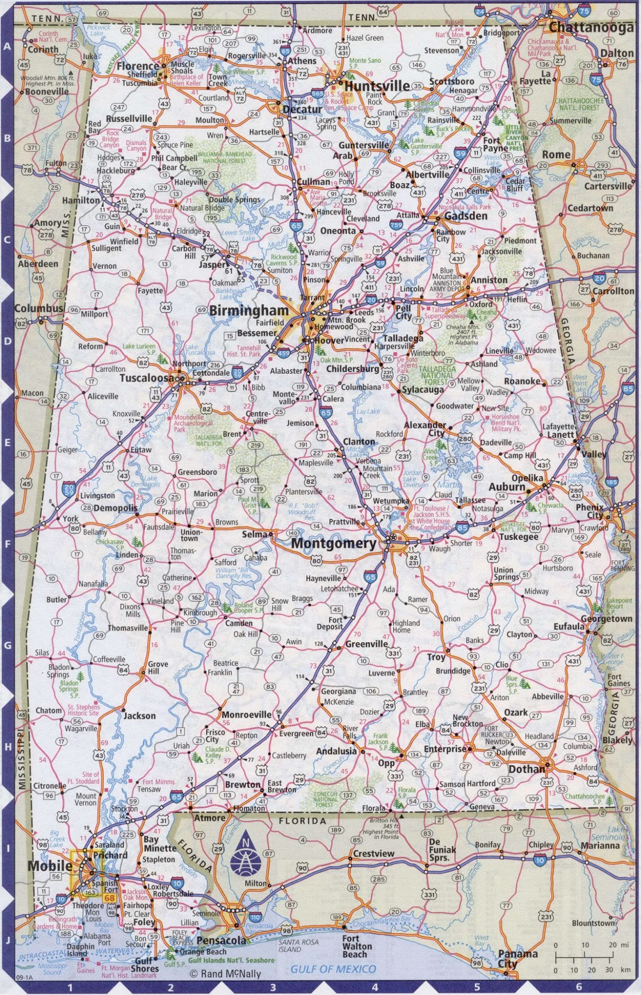 Alabama Road Map Road Map of Alabama. High Resolution, Large, city town county