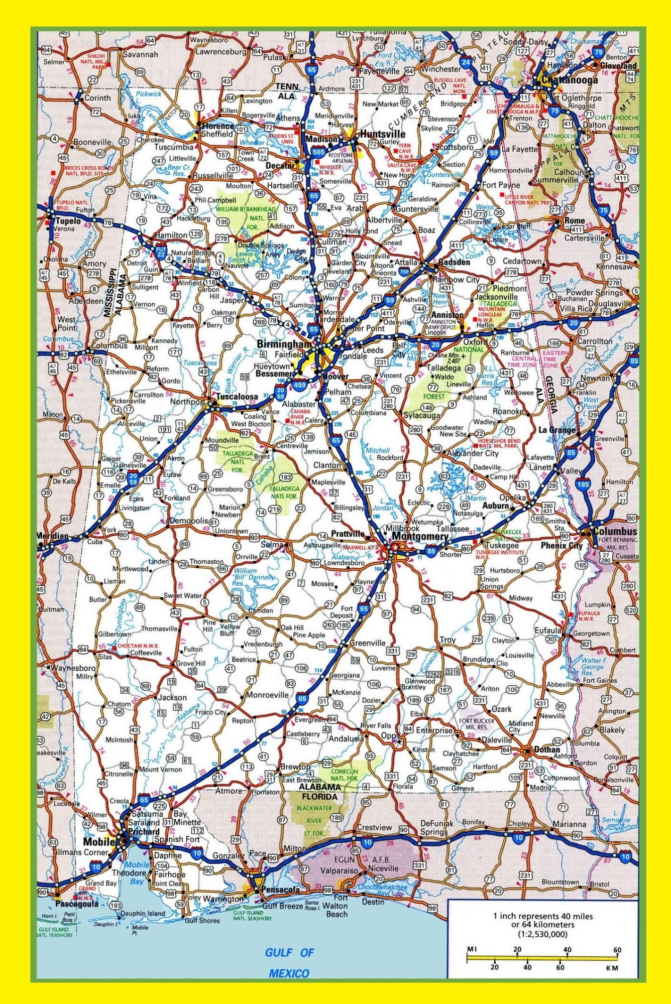 Alabama Large Highway  Map   Large Highway  Map of Alabama-city-county-political