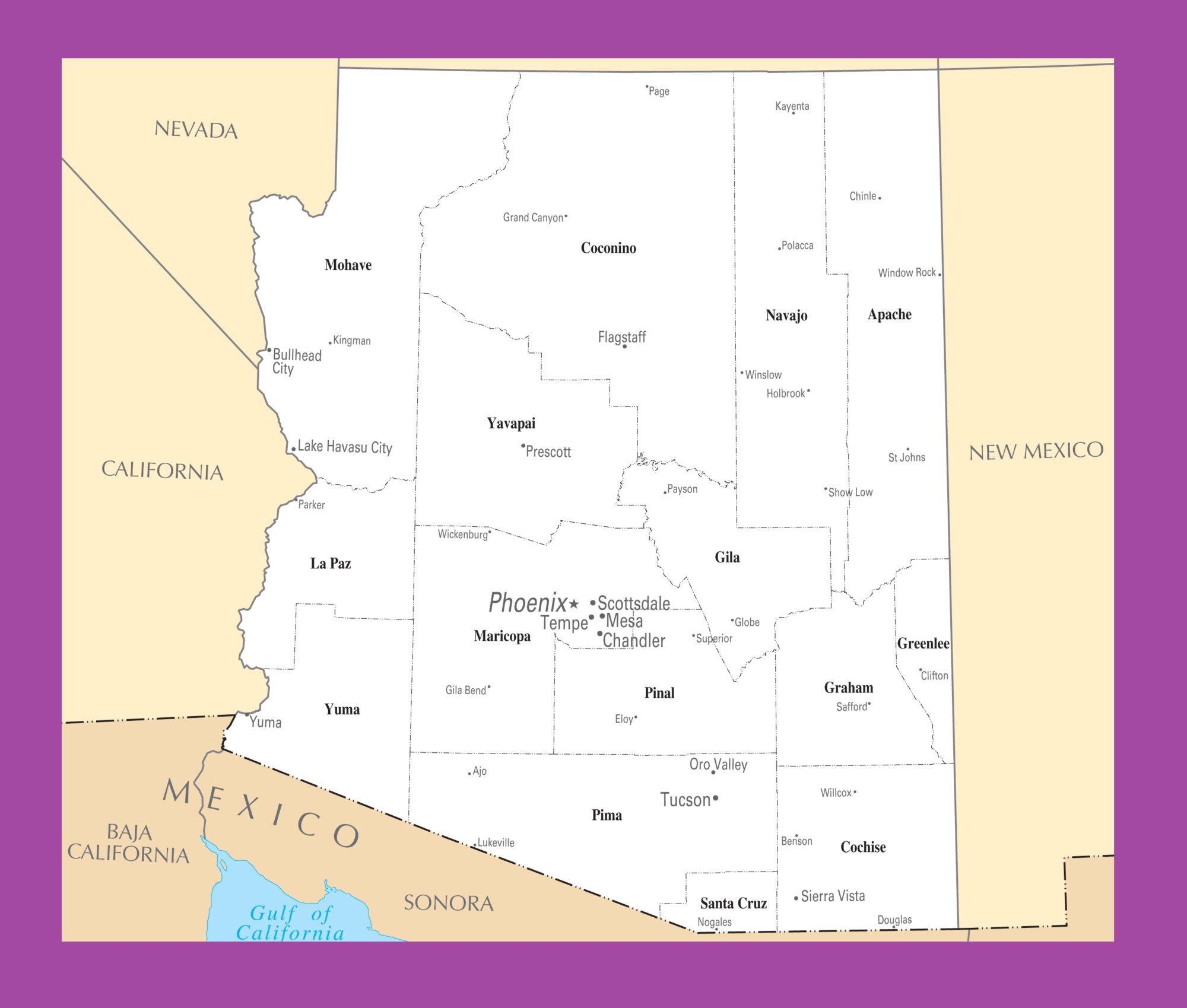 Arizona City Map | Large Printable and Standard City Map