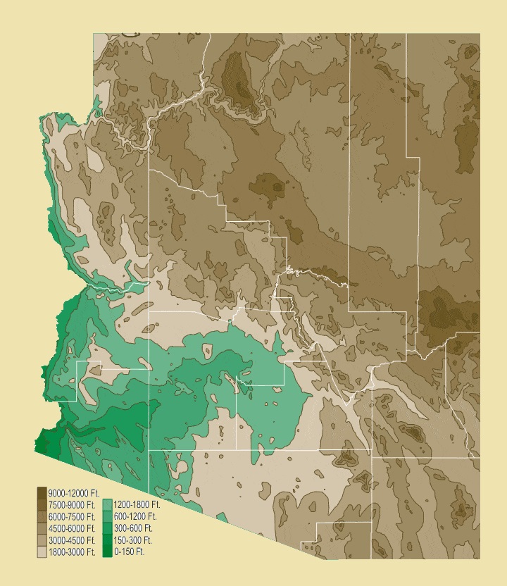 Arizona Physical Map | Large Printable and Standard Map