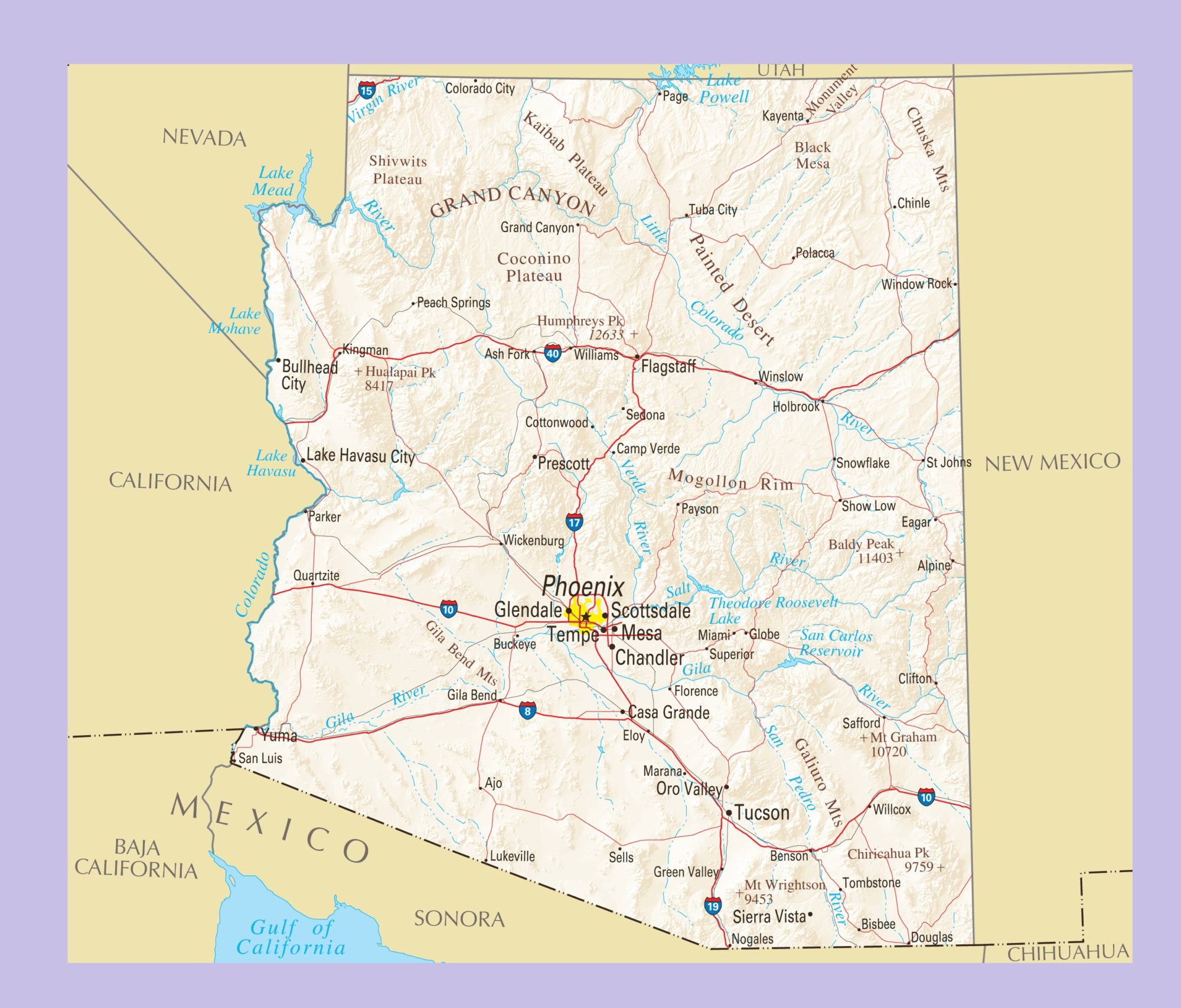 Arizona Political Map | Large Printable and Standard Map 2