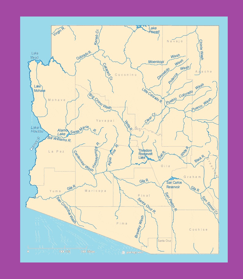 Arizona River Map | Large Printable and Standard Map