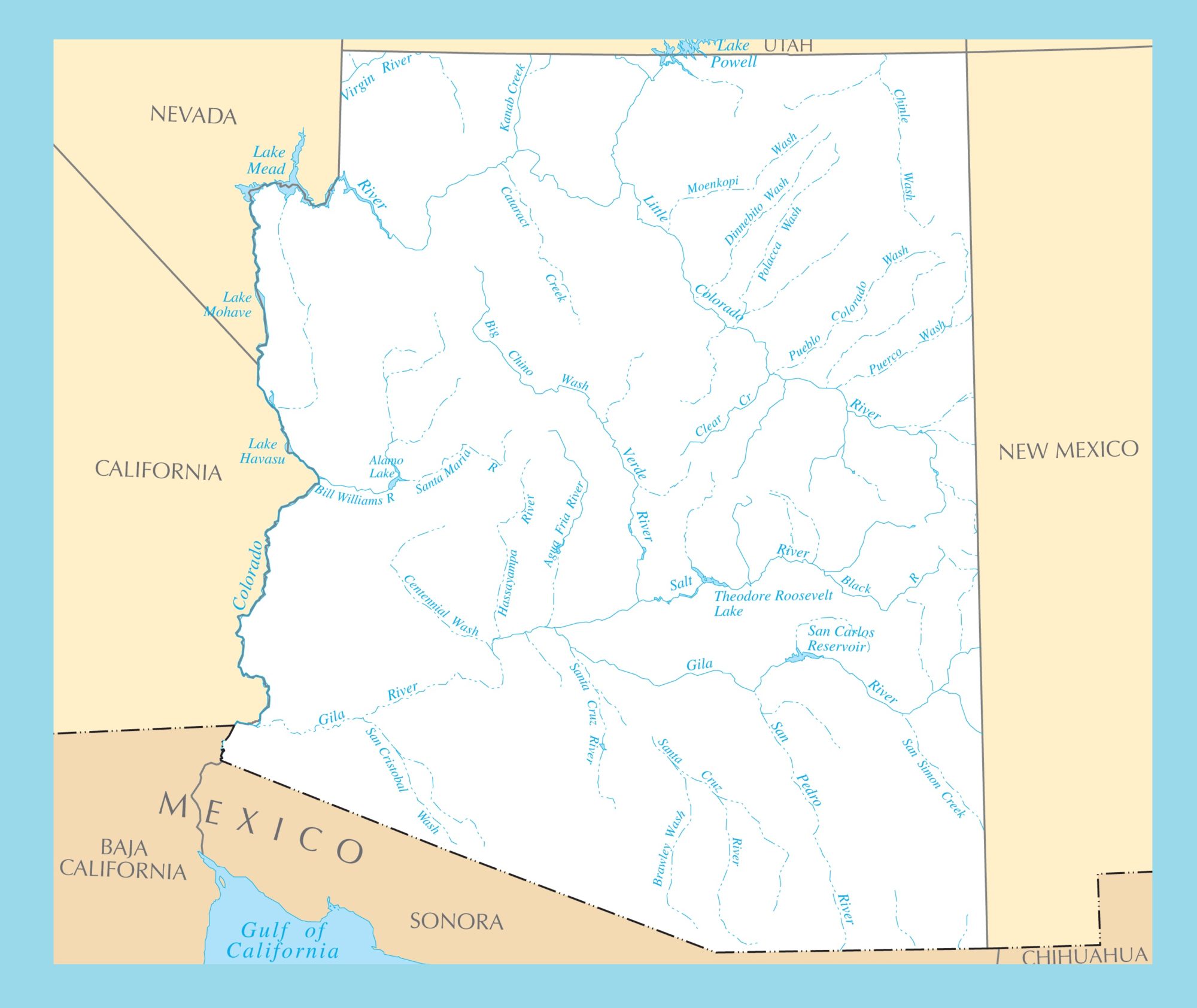 Arizona River Map | Large Printable and Standard Map 2