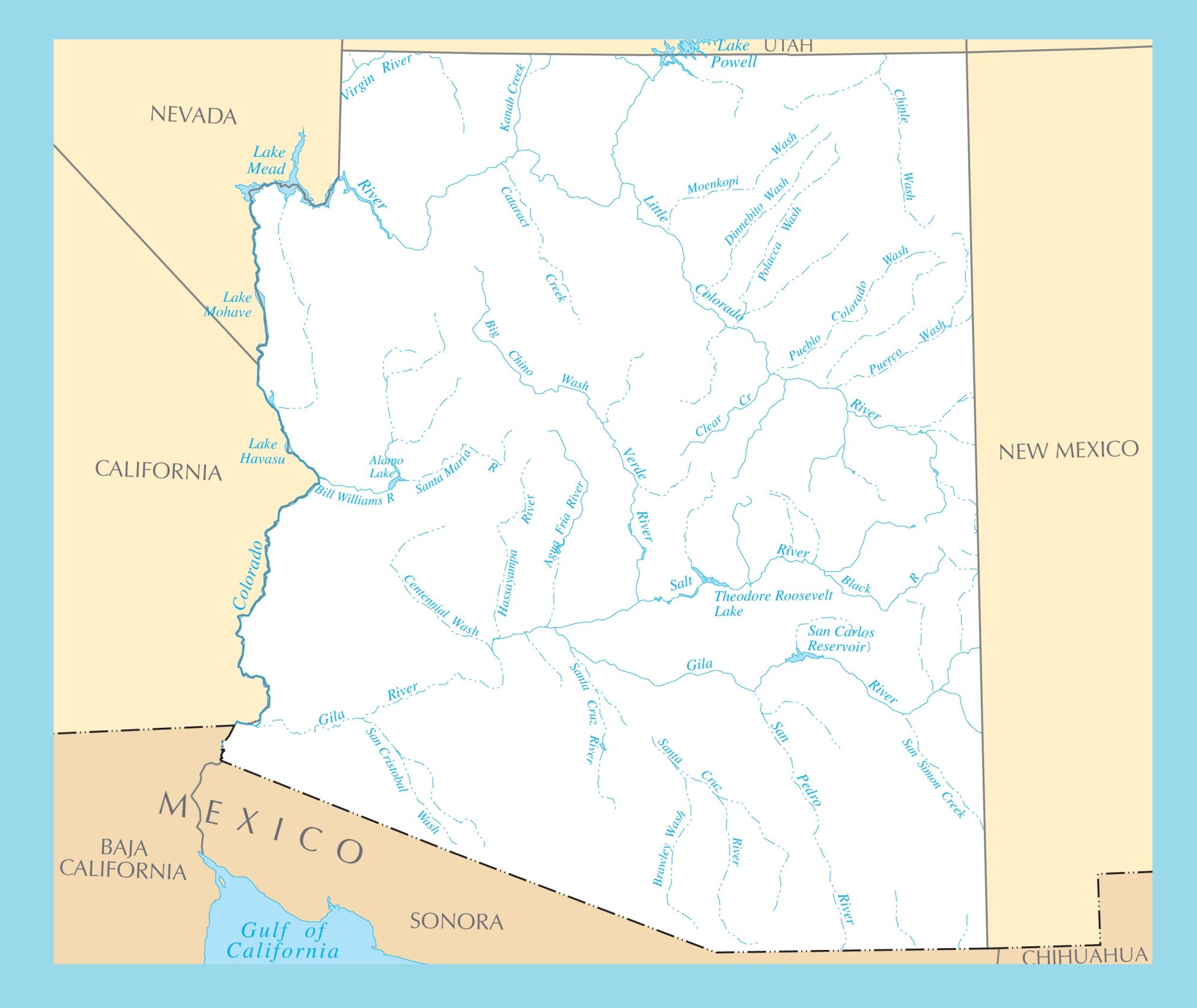 Arizona River Map | Large Printable and Standard Map-3