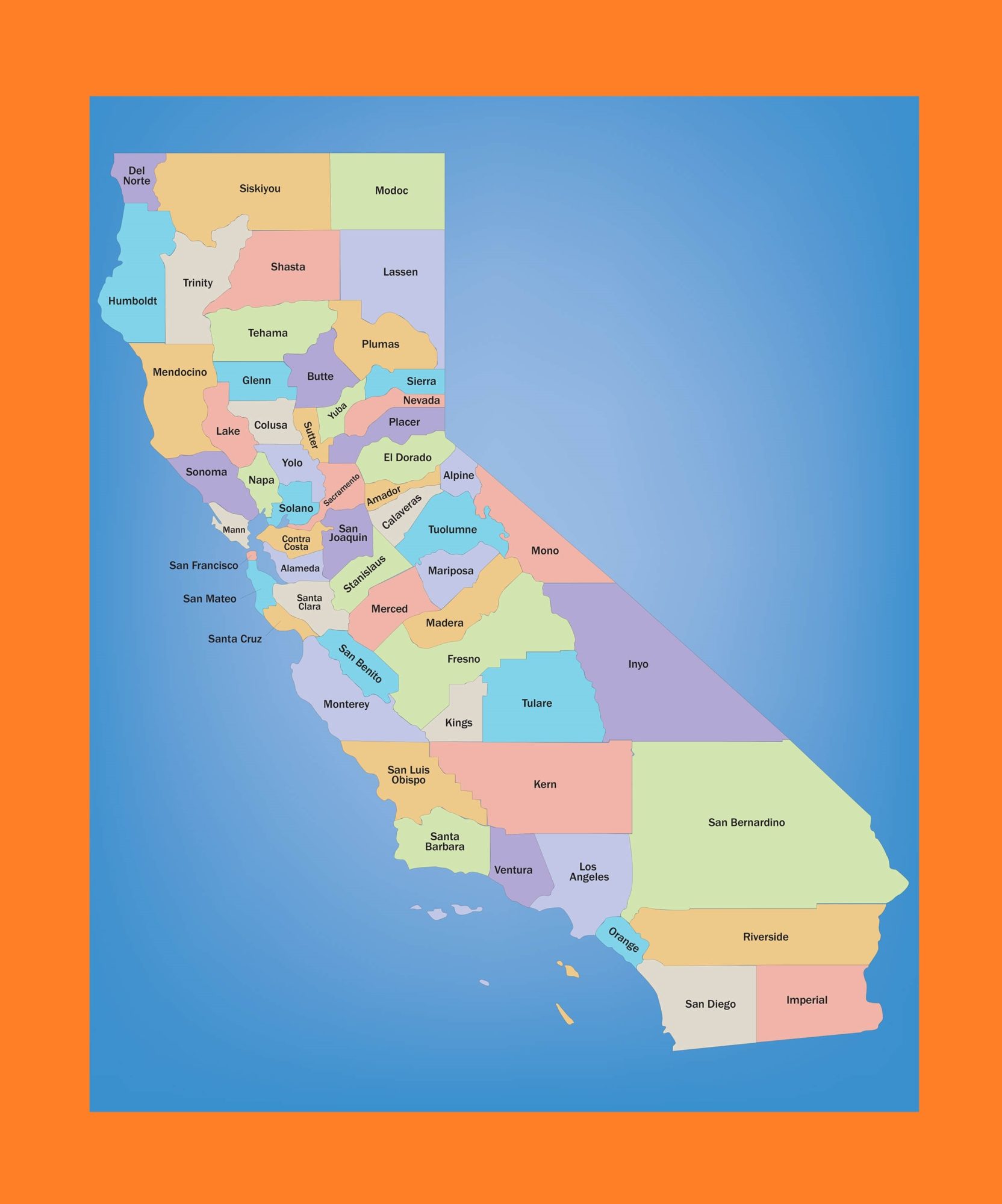 California County Map | Large Printable and Standard Map