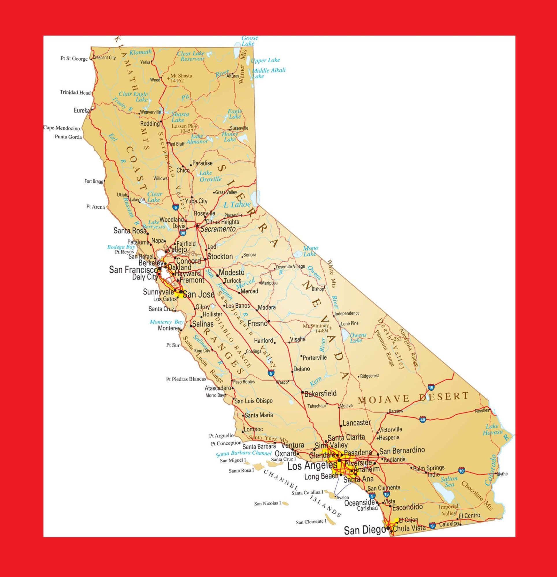 California Political Map | Large Printable and Standard Map