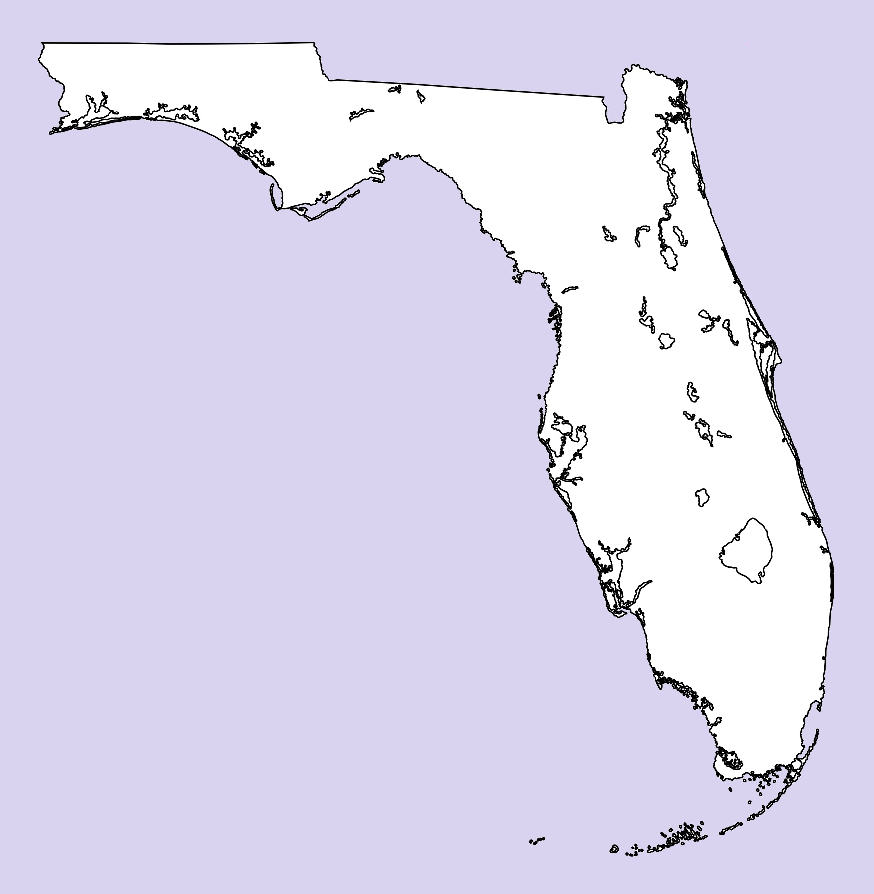 Florida Blank Outline Map | Large Printable and Standard Map 2