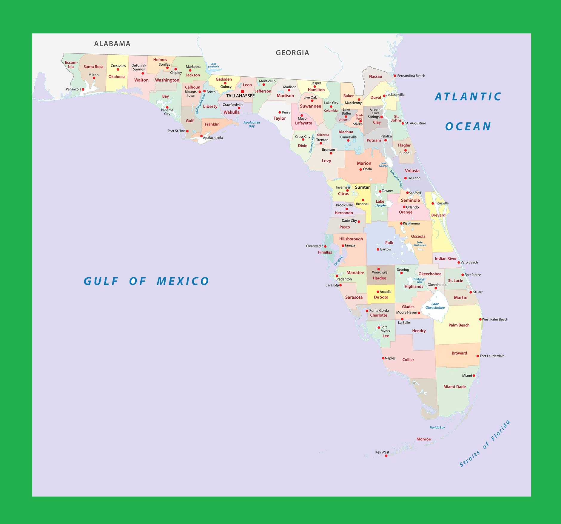 Florida County Map | Large Printable and Standard Map 2