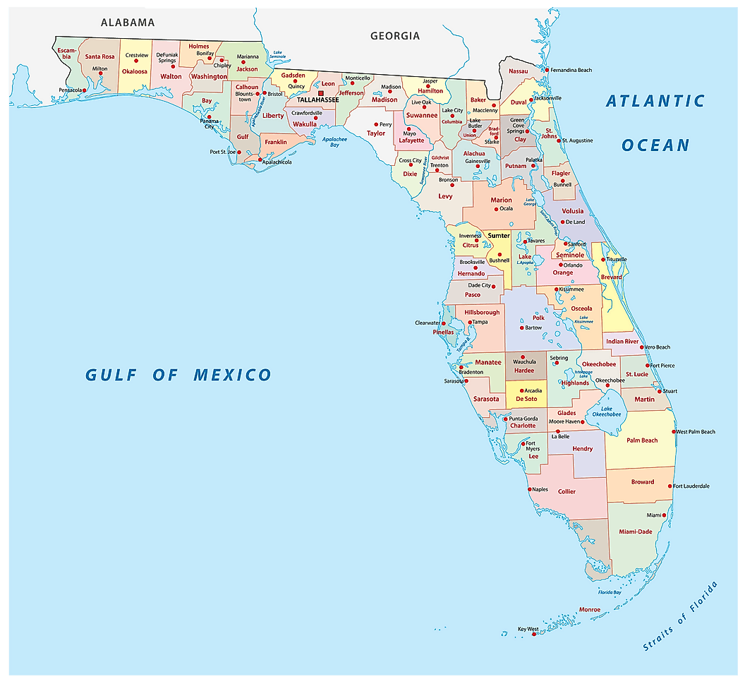 Florida Labeled Map | Large Map of Florida Cities