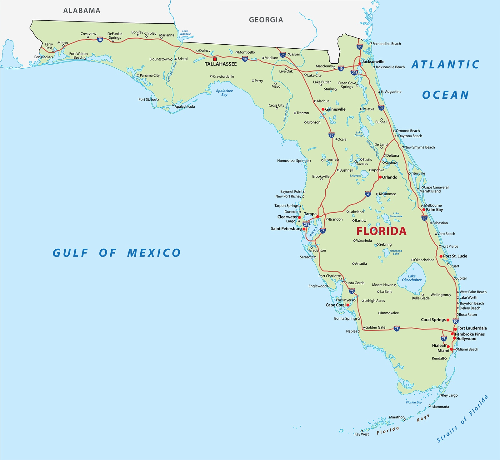 Political Map of Florida  | Large Printable Florida Political Map