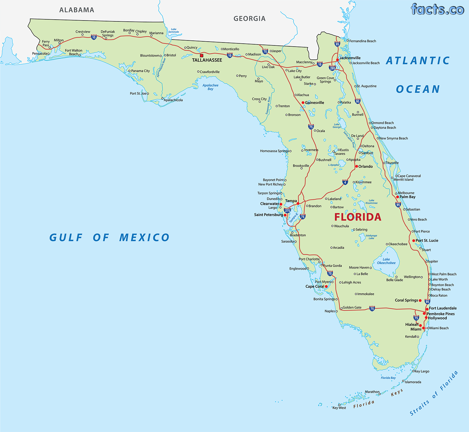 Map of Florida | Political, Physical, Geographical, Transportation, And Cities Map
