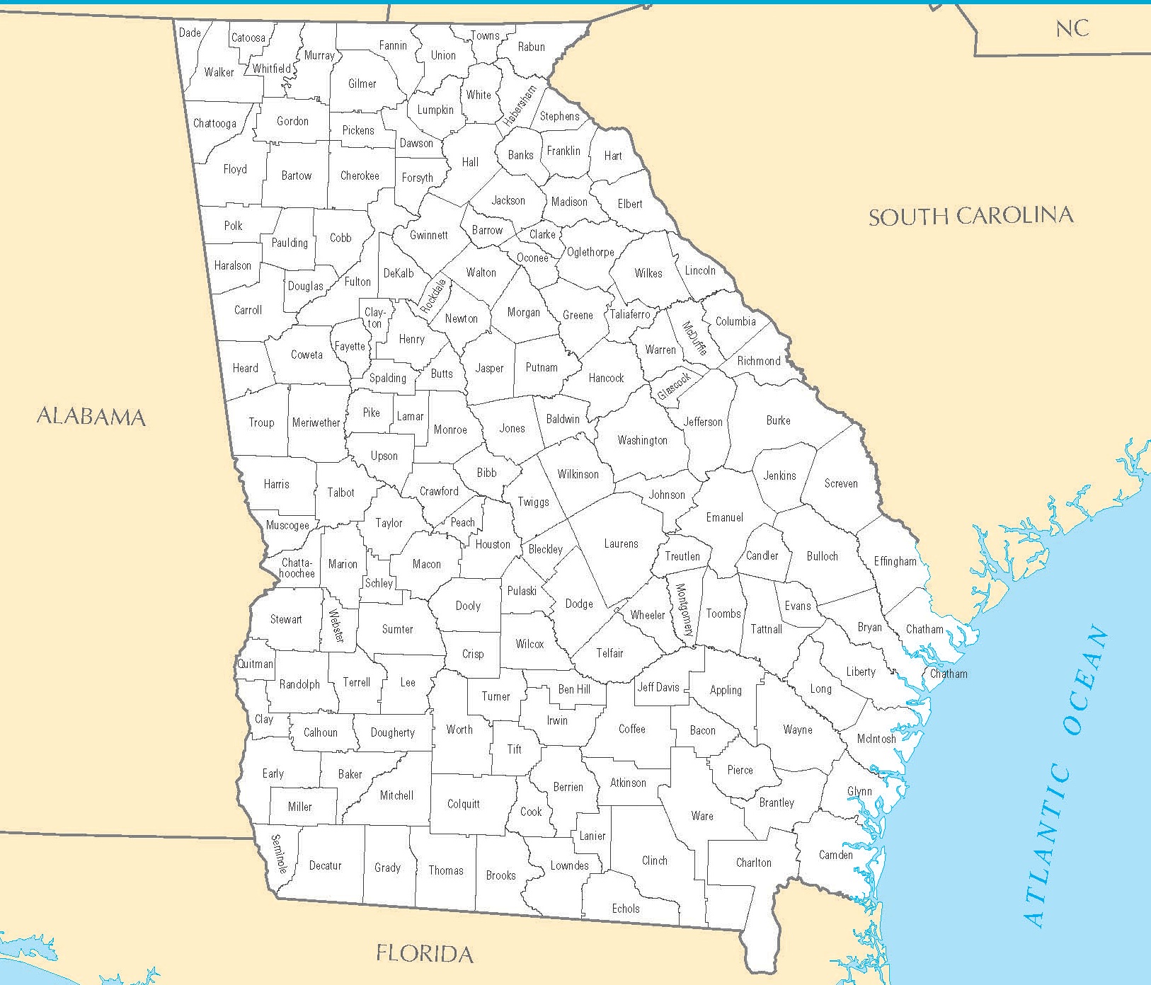 Georgia County Map | Large Printable and Standard Map 2
