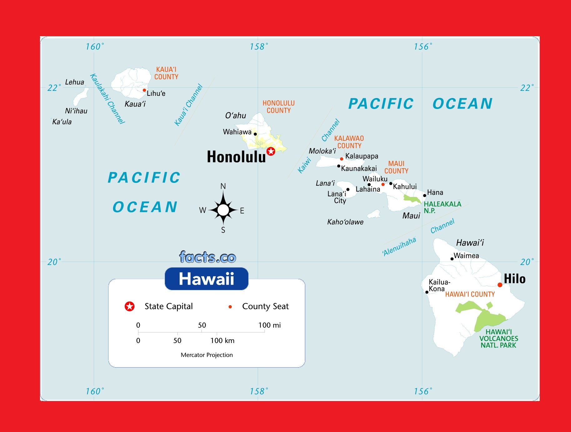 Hawaii Physical Map | Large Printable and Standard Map 2