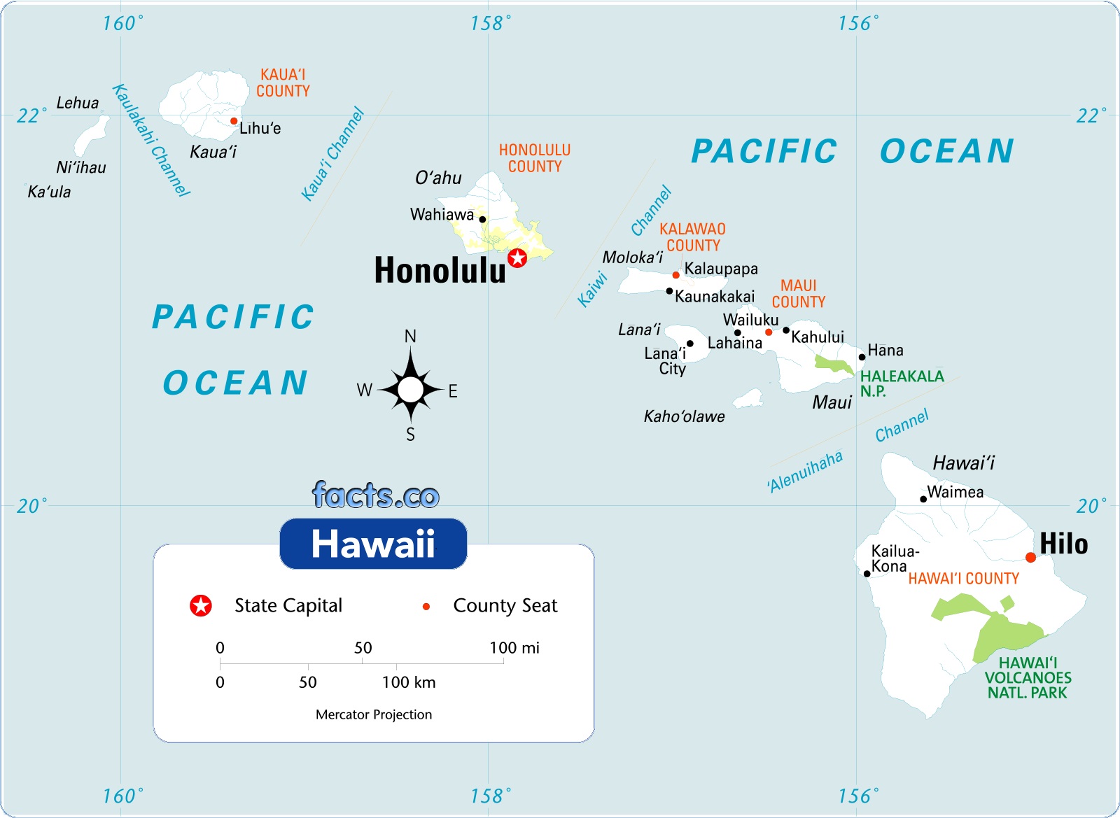 Hawaii Physical Map | Large Printable and Standard Map