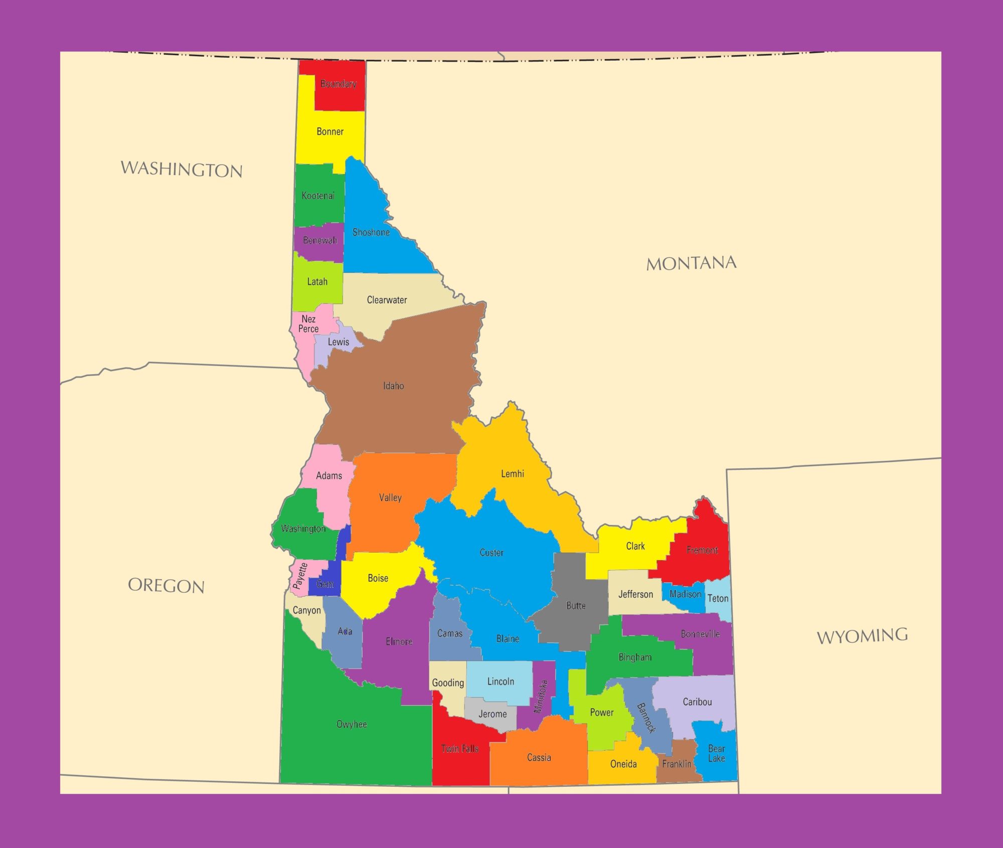 Idaho County Map | Large Printable and Standard Map