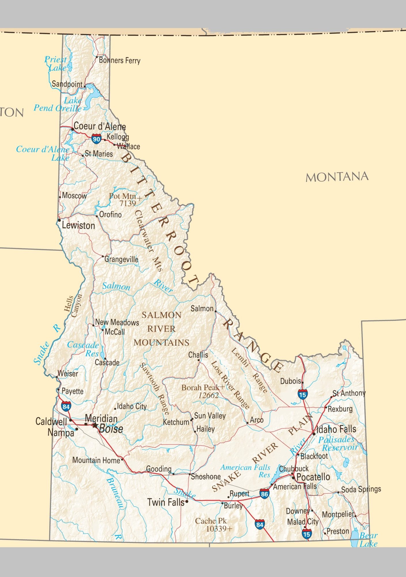 Political Map of Idaho | Large Printable and Standard Map