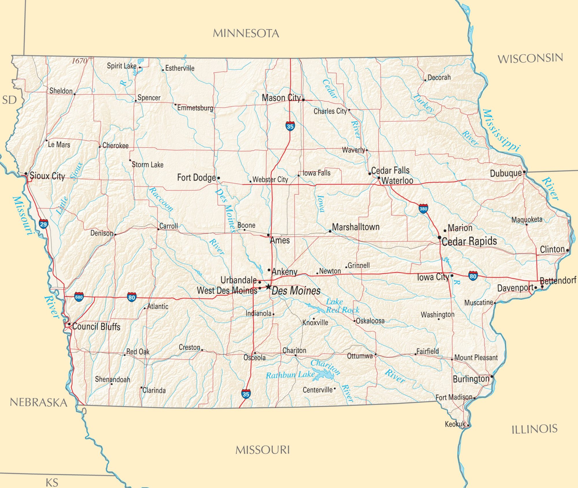 Iowa Political Map | Large Printable High Resolution and Standard Map