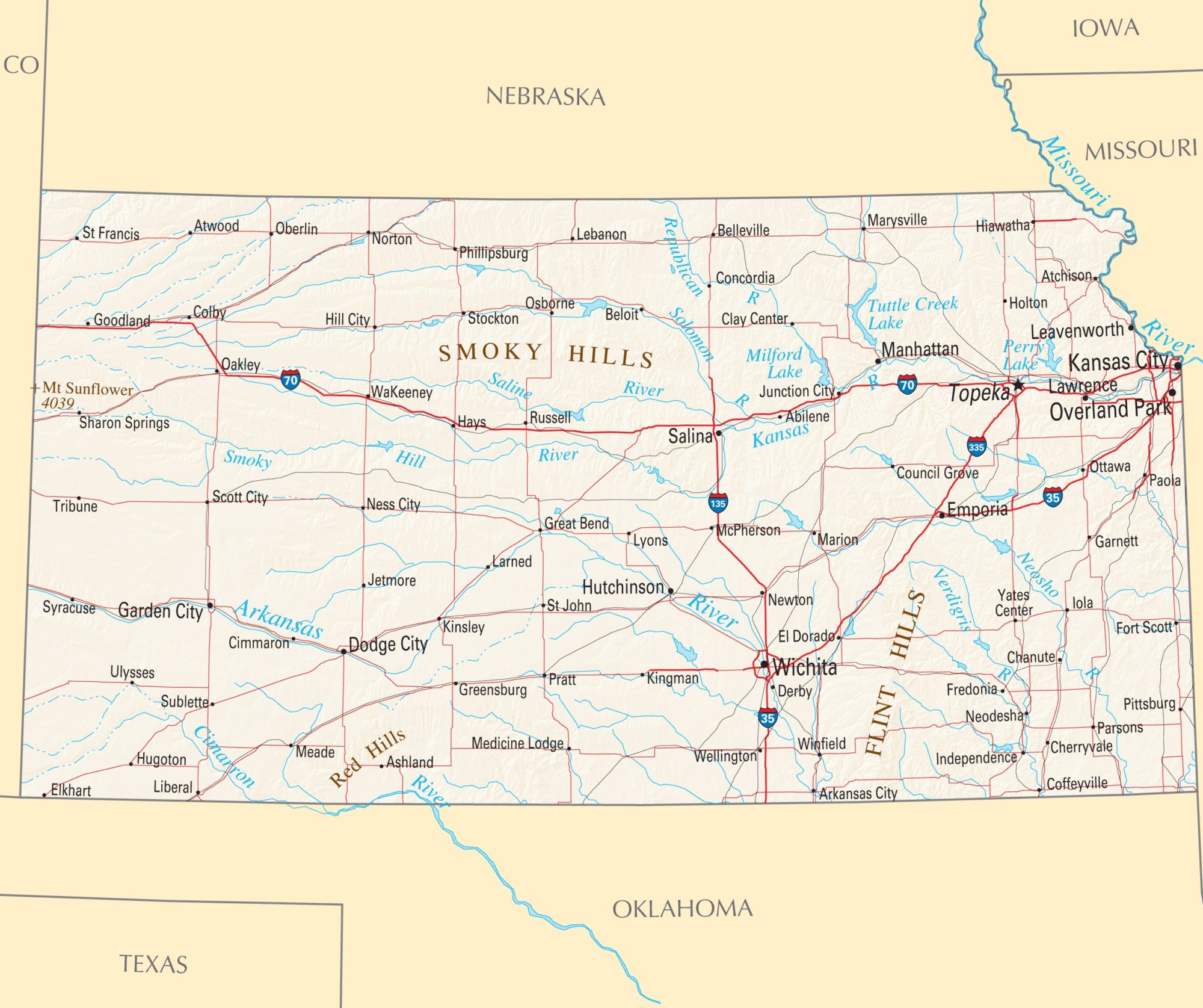 Kansas Political Map | Large Printable High Resolution and Standard Map
